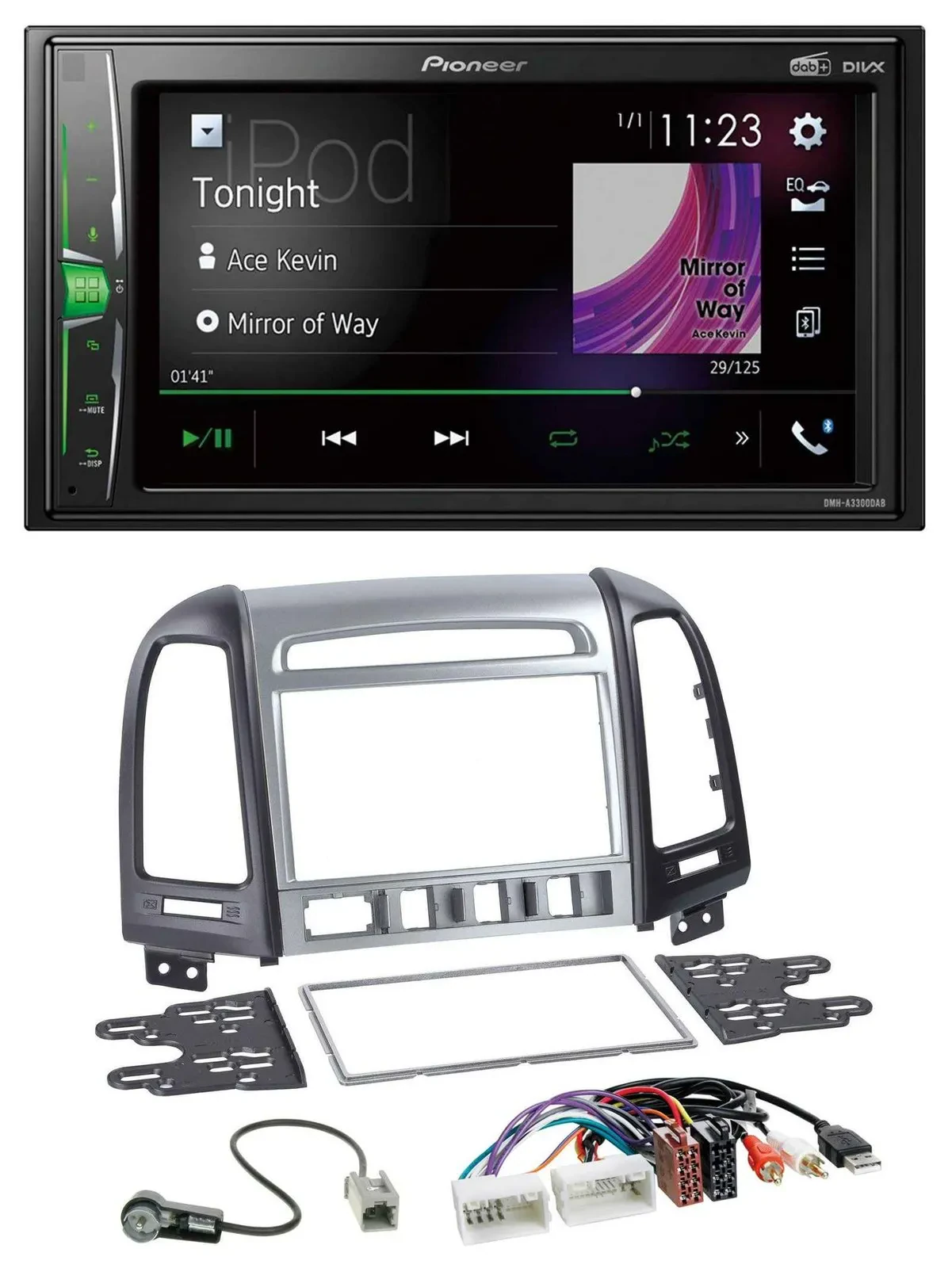 Pioneer 2DIN MP3 DAB USB Bluetooth Autoradio für Hyundai Santa Fe AUX USB 4 Scha