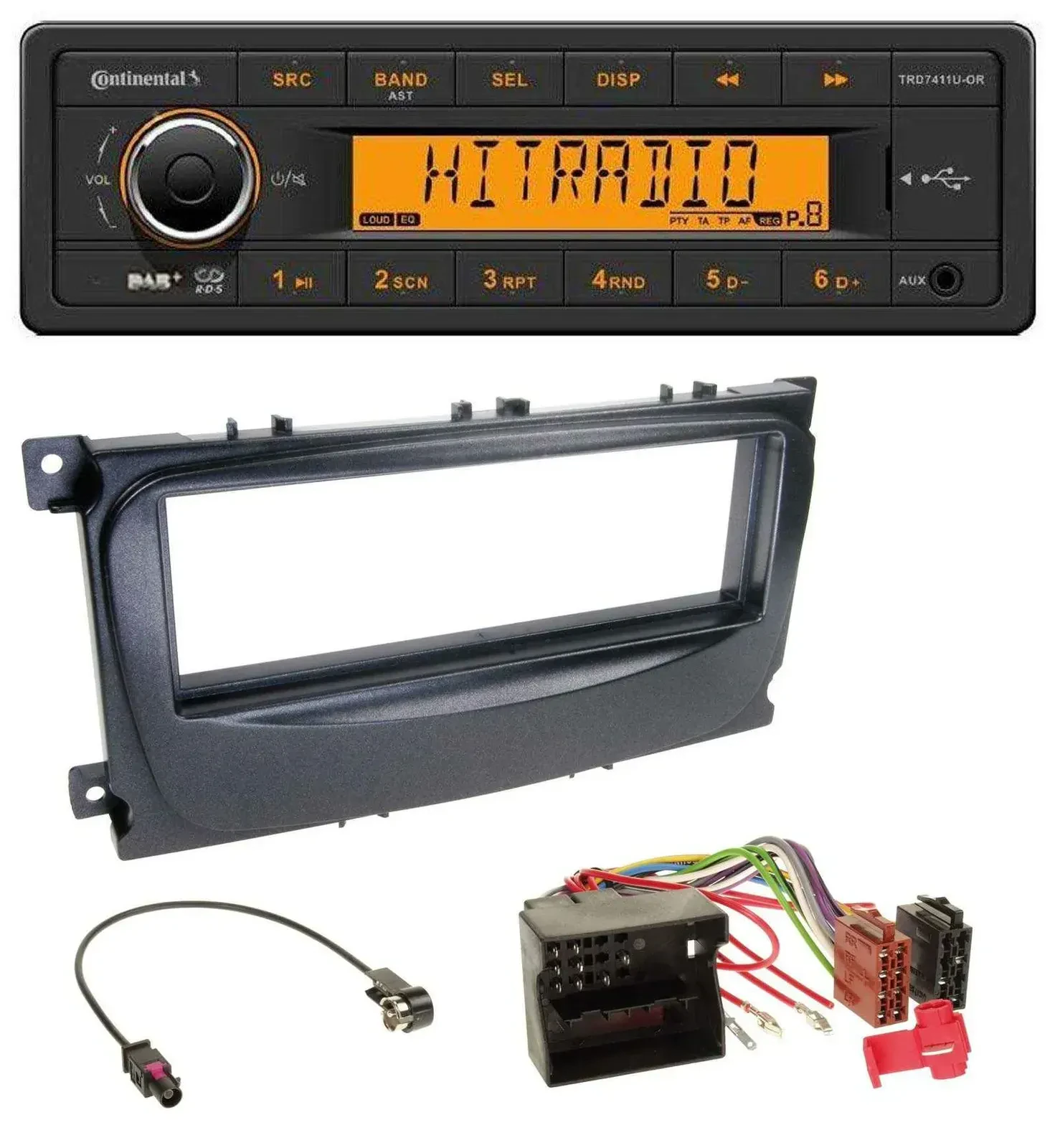 Continental 1DIN DAB MP3 AUX USB Autoradio für Ford Focus C-Max Galaxy ab 2007 s