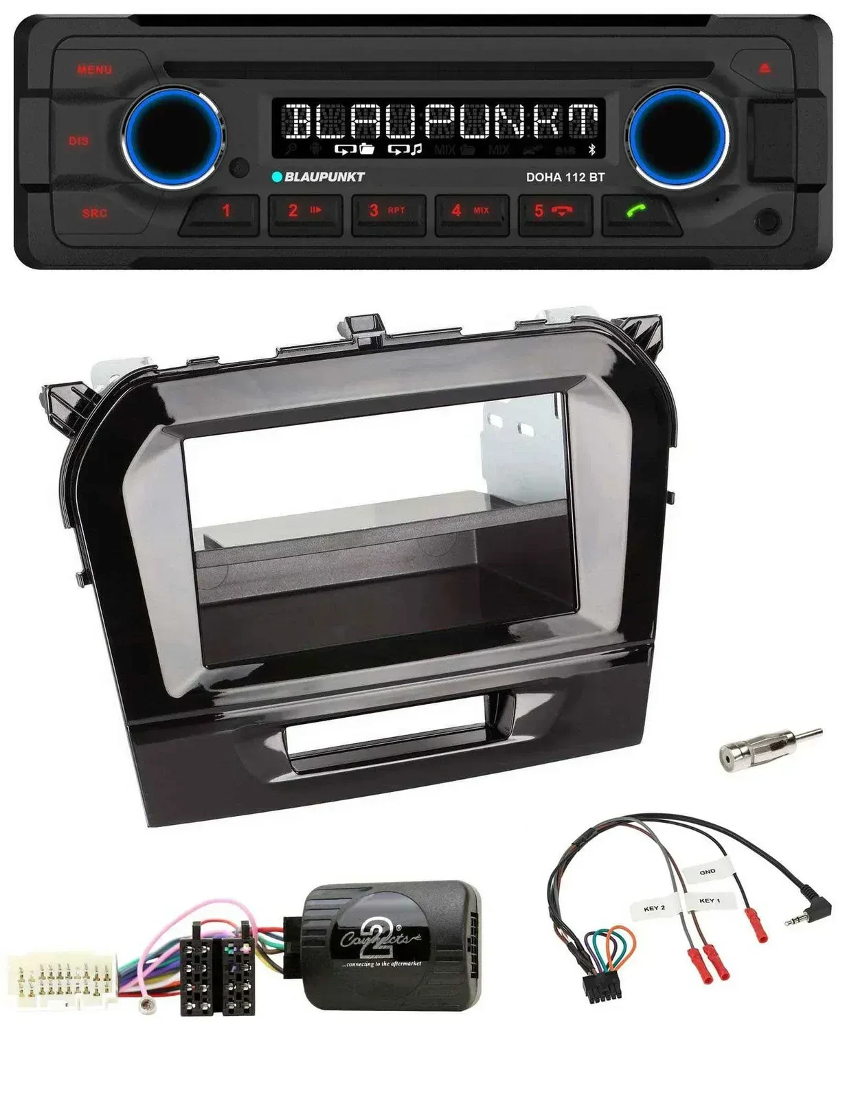 Blaupunkt Lenkrad MP3 CD Bluetooth USB Autoradio für Suzuki Vitara ab 2015 piano