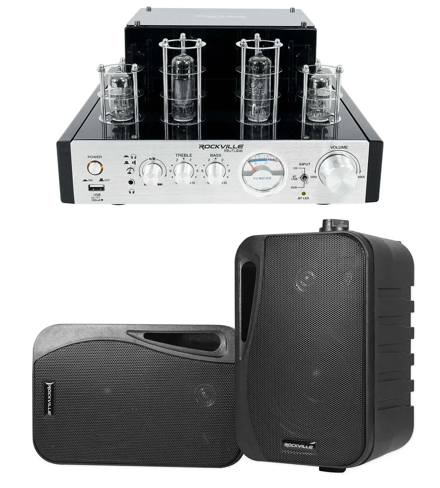 Настенная акустика Rockville HP4S-8 Black с усилителем (пара)