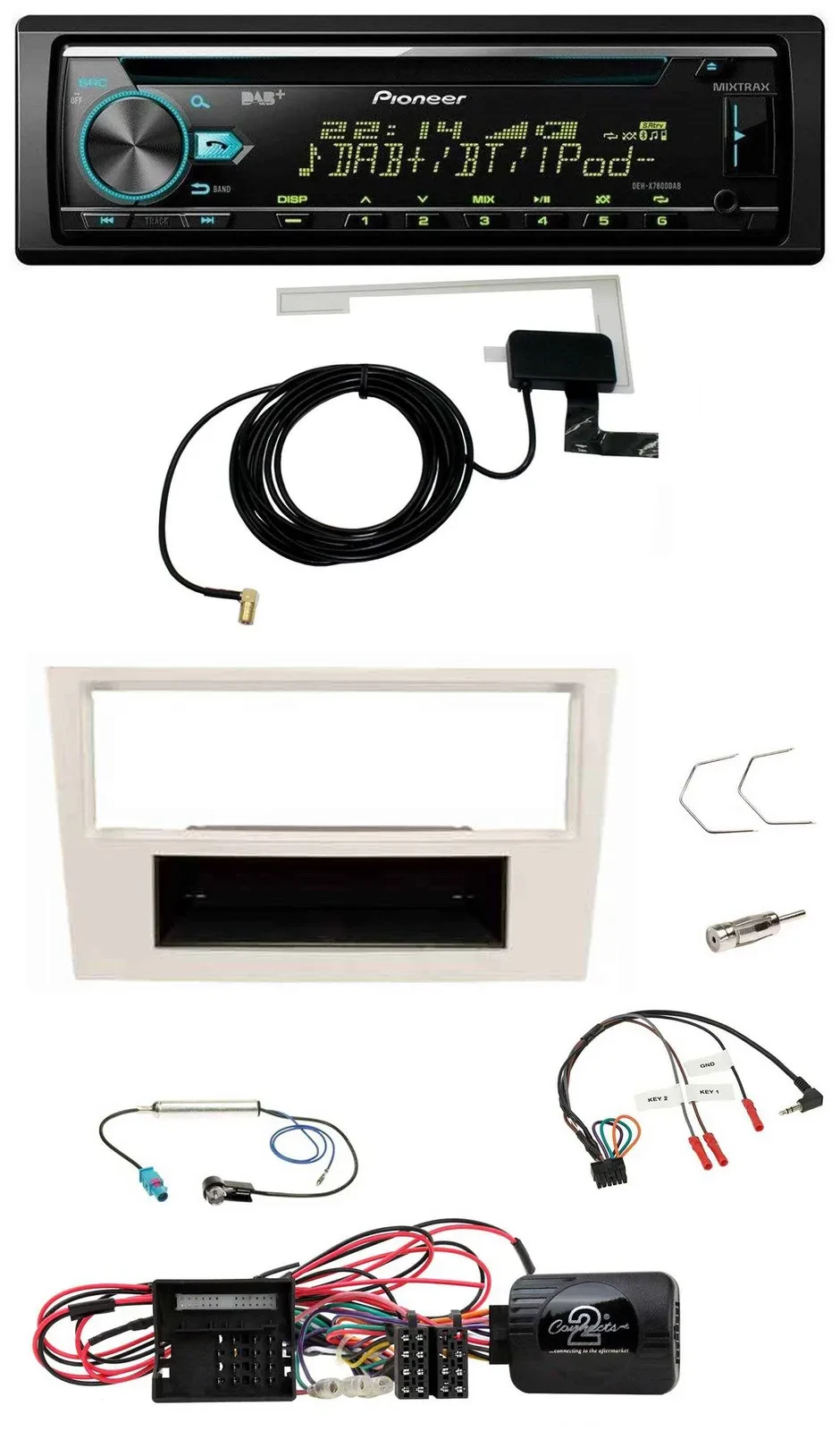 Автомагнитола для Opel Corsa D (2009–2014) Pioneer CD/USB/DAB, MP3, перламутрово-белая