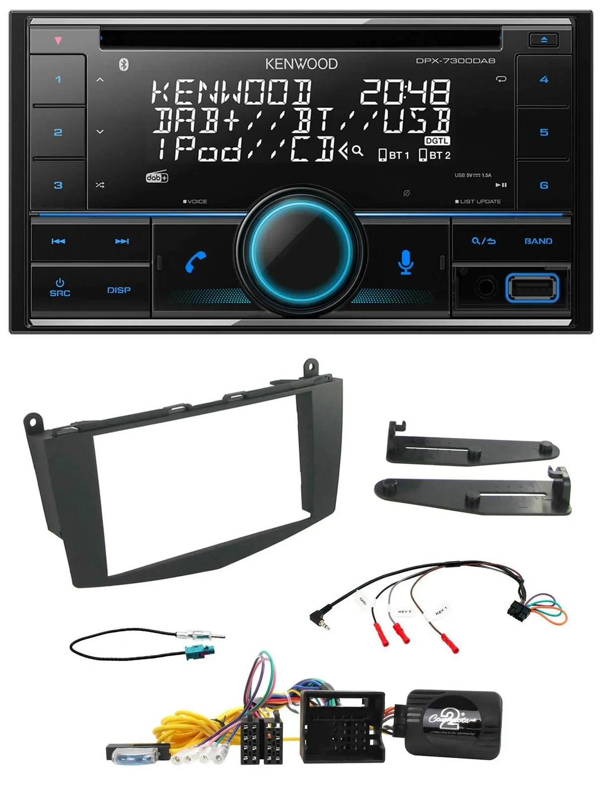 Автомагнитола Kenwood 2 DIN CD DAB USB Bluetooth для Mercedes C-Class 2007-2011