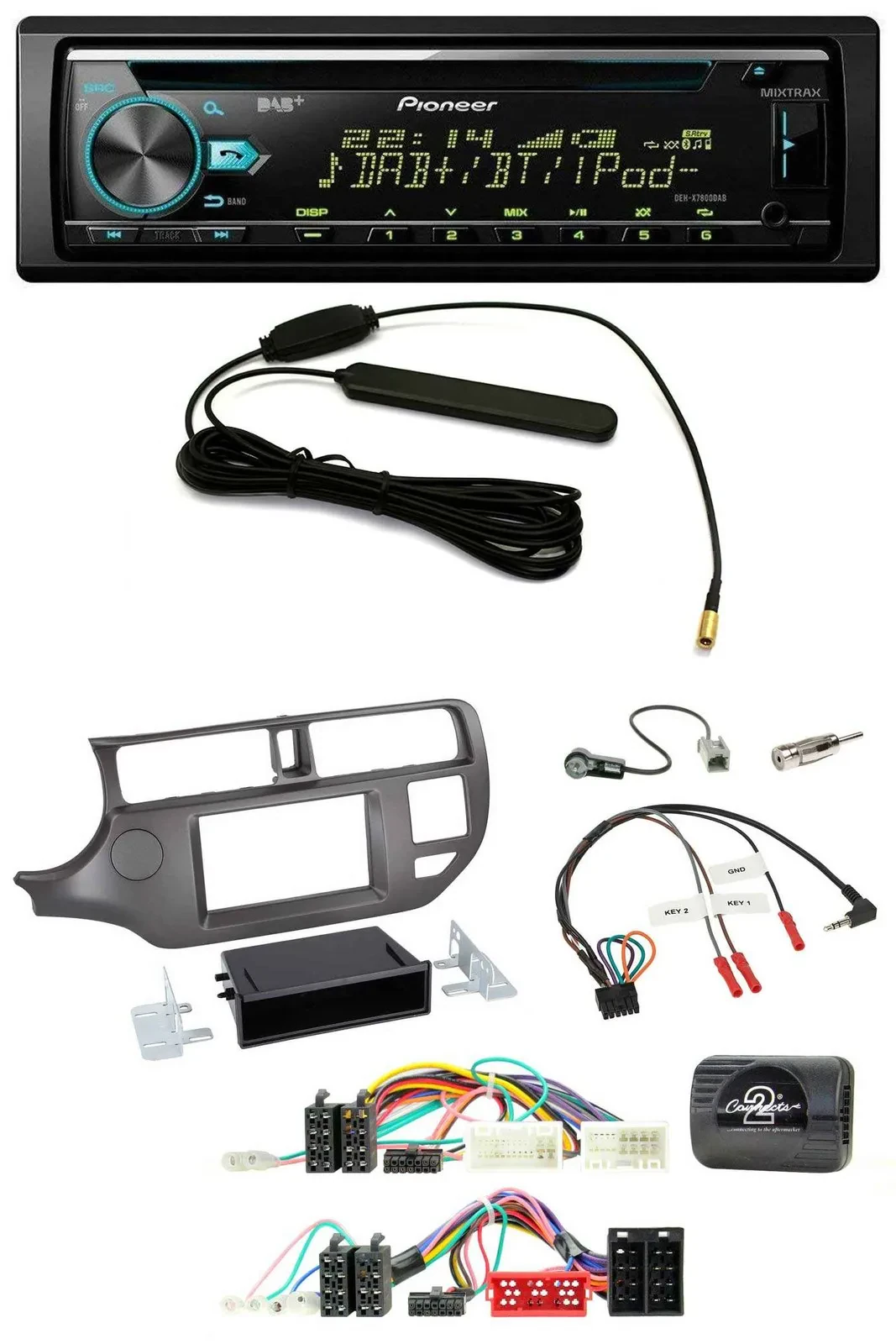 Автомагнитола Pioneer CD MP3 DAB USB для Kia Rio UB (2011–2015) антрацит