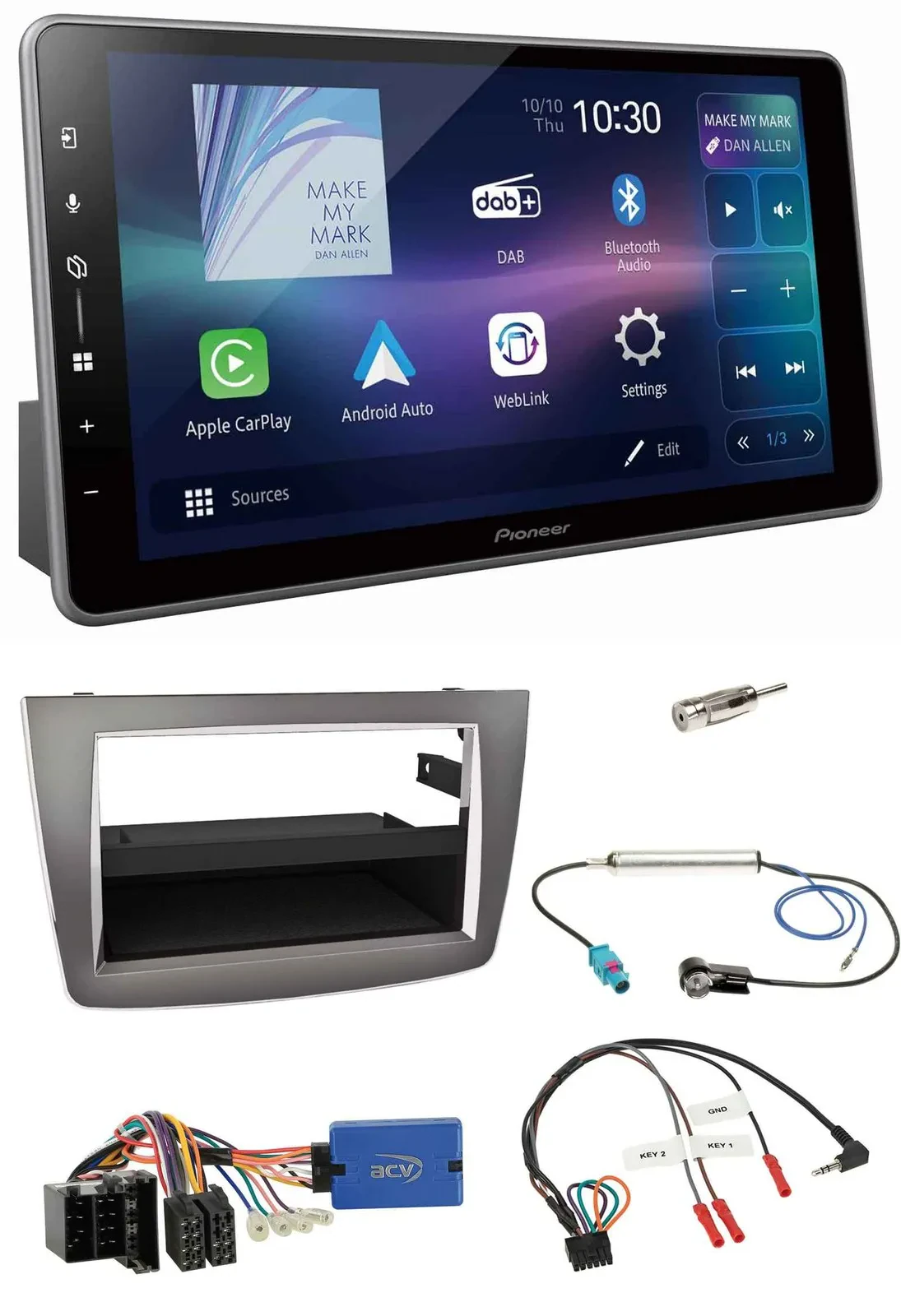 Pioneer Bluetooth USB DAB Lenkrad Autoradio für Alfa Romeo Mito 955 13-18 ISO si