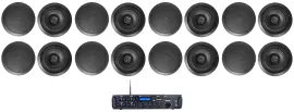 Rockville Rock Zone 8 Receiver+(16) 8" Black Ceiling Speakers For Restaurant/Bar