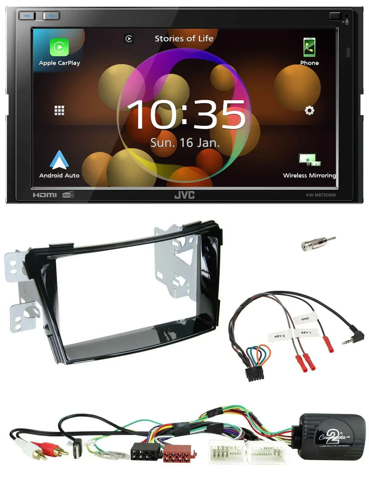 JVC DAB Lenkrad 2DIN Bluetooth USB Autoradio für Hyundai i40 11-19 USB AUX Klavi