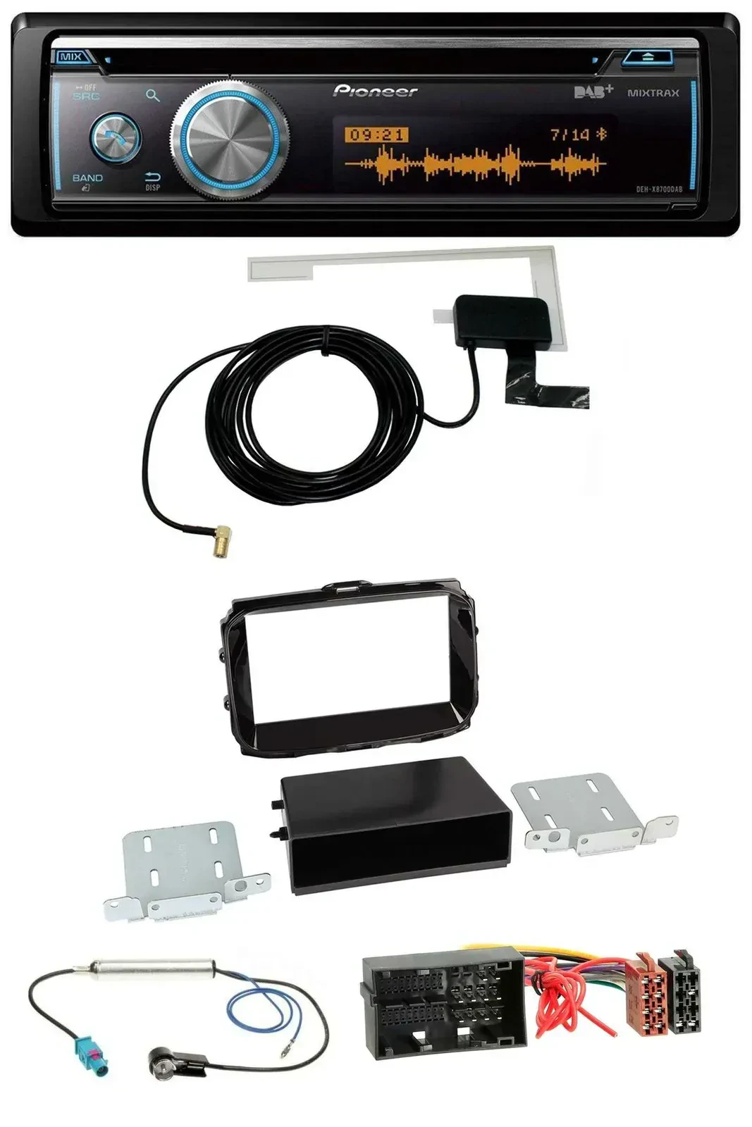 Автомагнитола для Alfa Romeo Giulietta (с 2013) Pioneer Bluetooth, DAB, CD, USB, MP3, 52 Pin, черный глянец