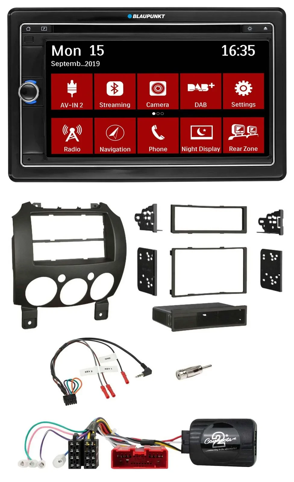 Blaupunkt Bluetooth DAB 2DIN USB DVD Lenkrad Autoradio für Mazda 2 2007-2014