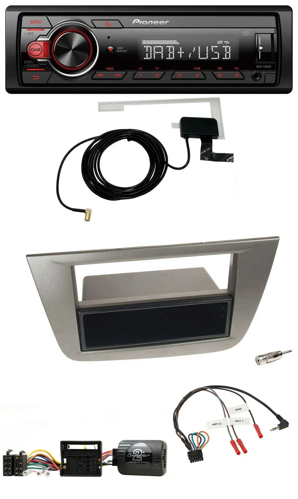 Автомагнитола Pioneer 1-DIN MP3 DAB USB для Seat Toledo/Altea (2004–2009) антрацит, с поддержкой кнопок на руле