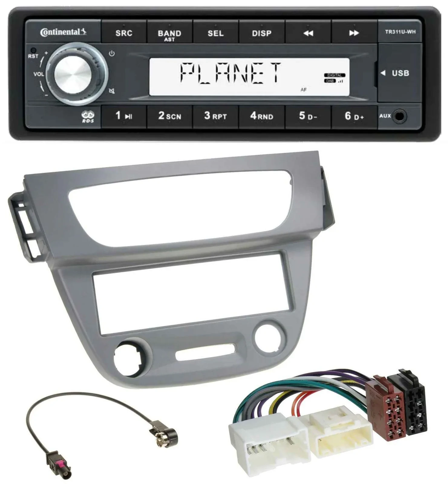 Continental USB MP3 AUX 1DIN Autoradio für Renault Megane 3 (12-14) - grau