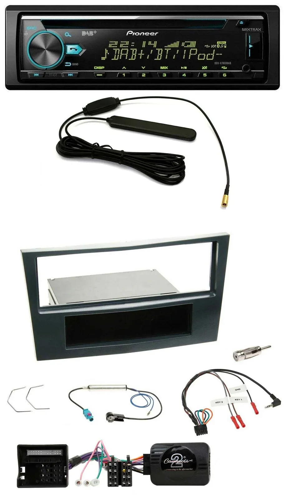 Автомагнитола Pioneer DAB, CD/MP3, USB для Opel Corsa D (2006–2008), поддержка управления на руле, черная