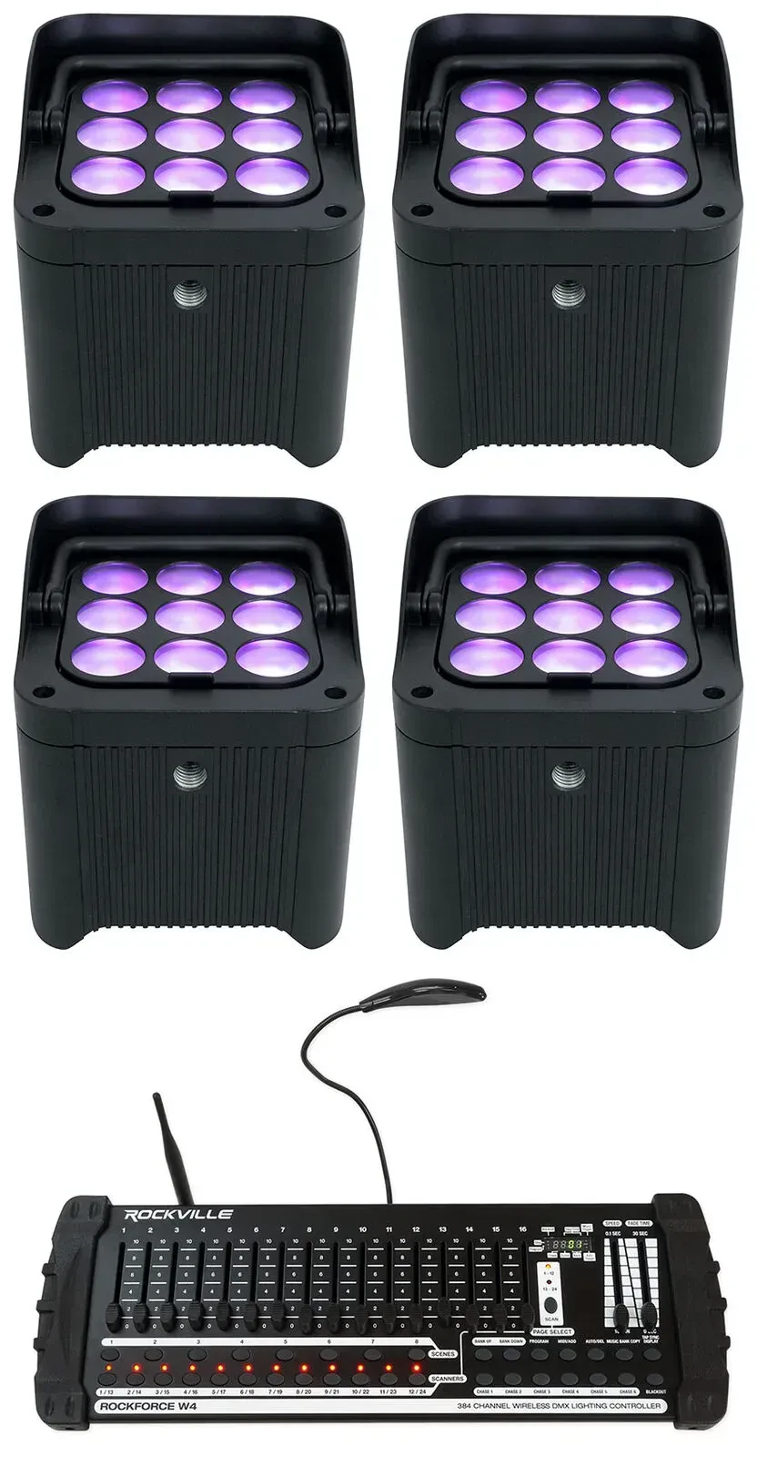 Светодиодный прибор Chauvet DJ Freedom Par H9 IP RGBAW+UV с DMX-пультом (4 штуки)