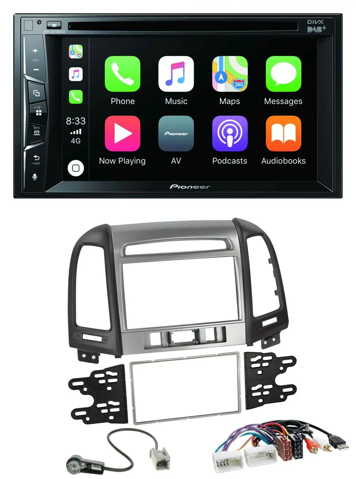 Pioneer MP3 USB DVD Bluetooth DAB 2DIN Autoradio für Hyundai Santa Fe USB AUX 3