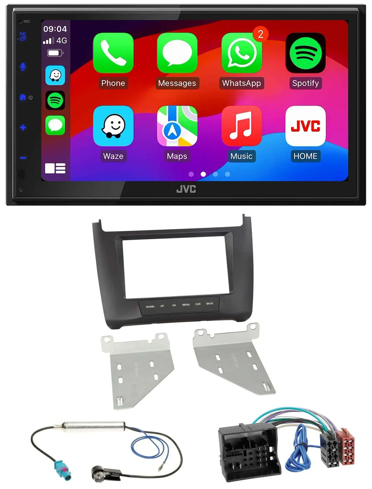 JVC Bluetooth USB MP3 2DIN DAB Autoradio für VW Polo (ab 14) schwarz
