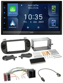 JVC DAB Bluetooth MP3 USB 2DIN Autoradio für Fiat 500 ISO ab 12 soft touch