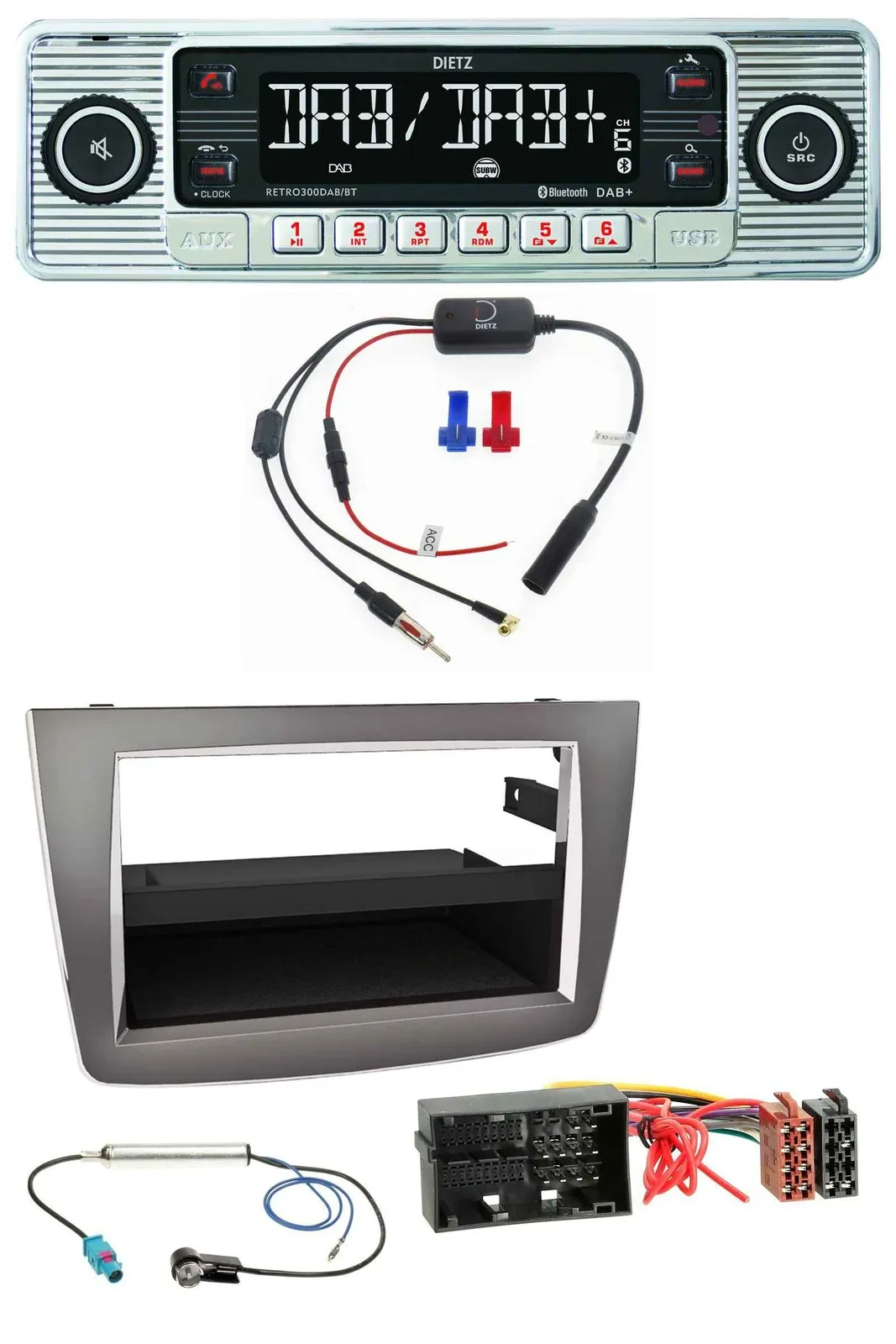 Dietz DAB USB MP3 Bluetooth Autoradio für Alfa Romeo Mito ab 14 955 silber