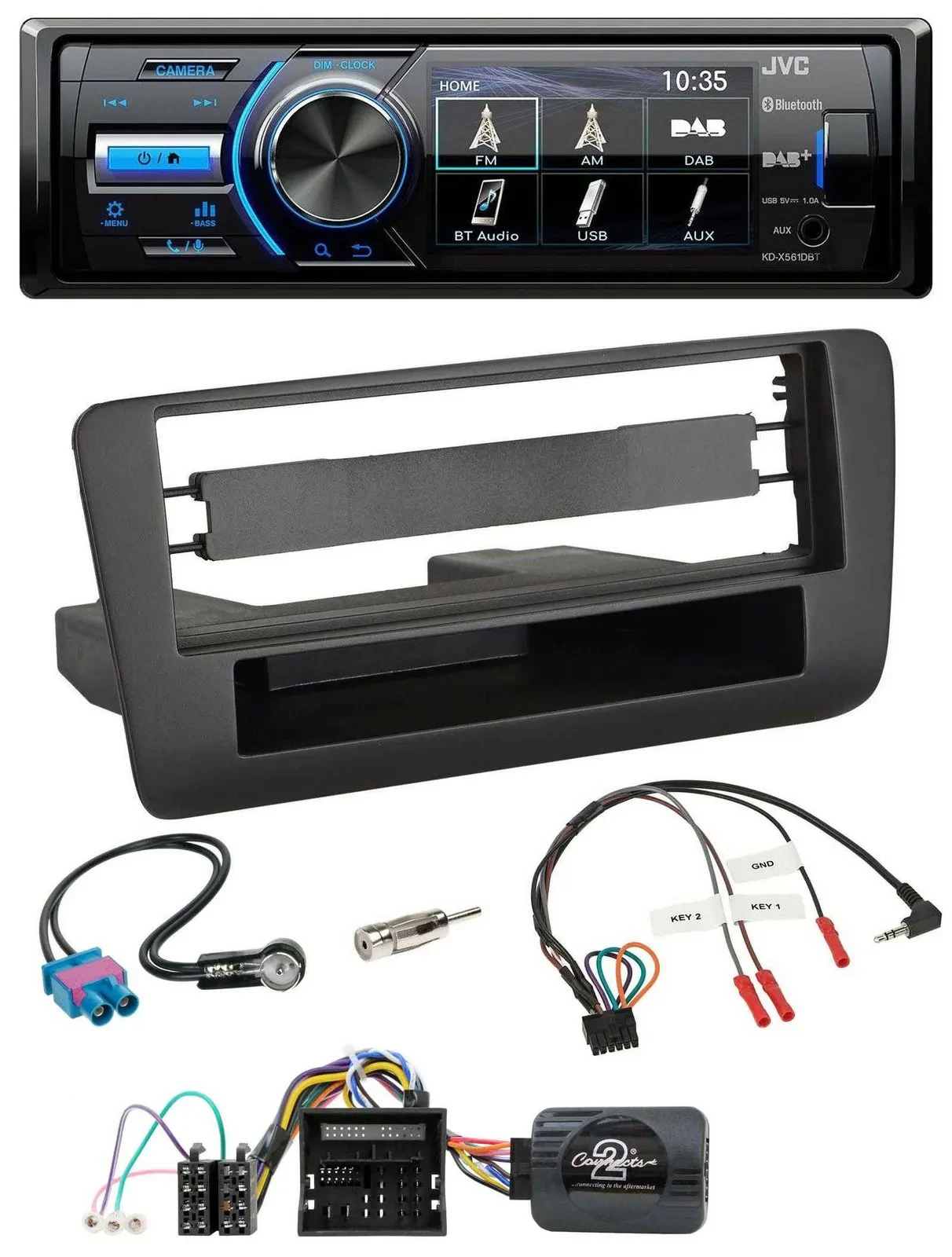 JVC Bluetooth Lenkrad USB DAB Autoradio für Audi A1 (ab 2010)