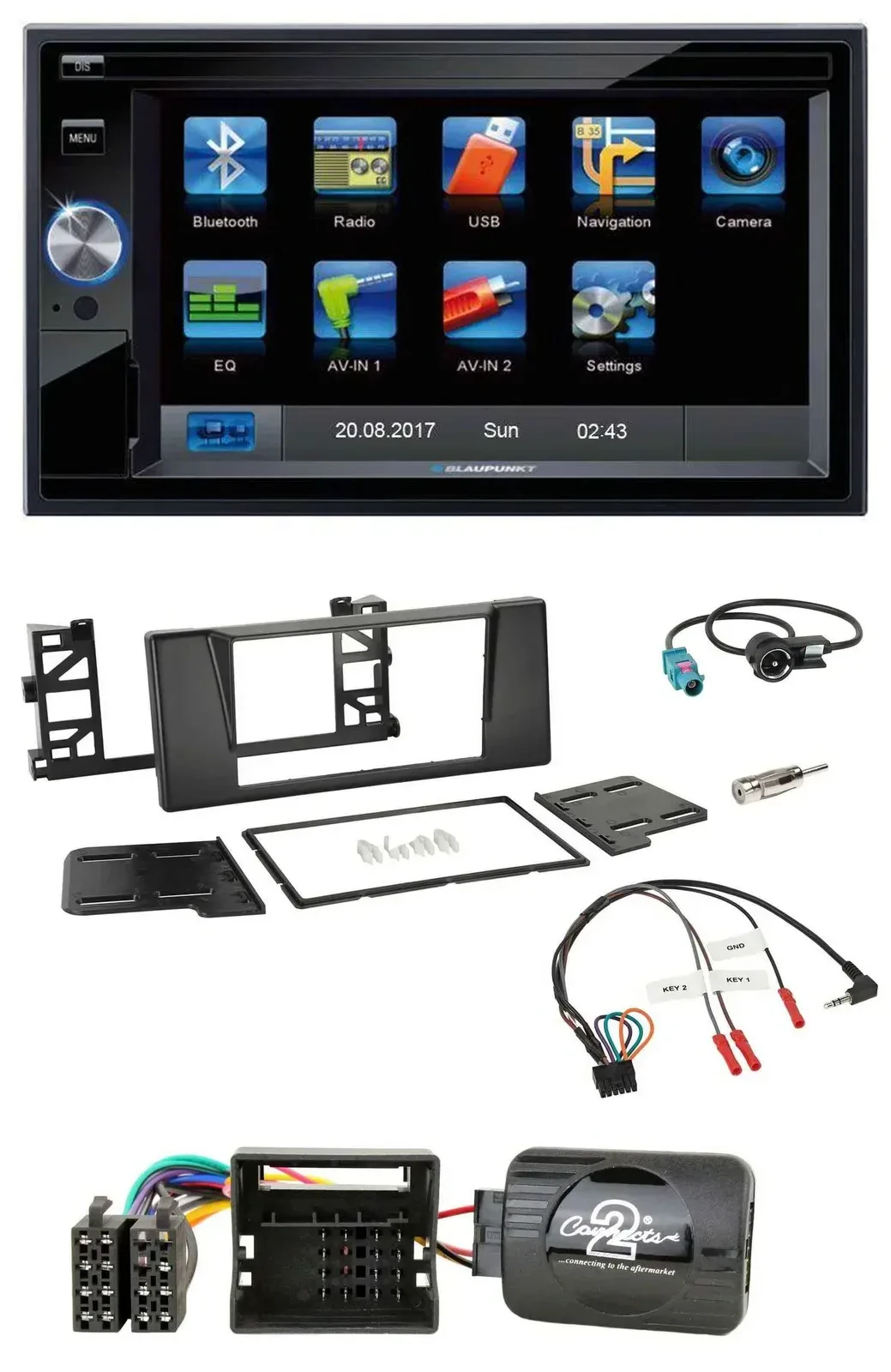 Blaupunkt 2DIN Bluetooth TMC USB Lenkrad SD Navigation für BMW 5er E39 01-04 Akt