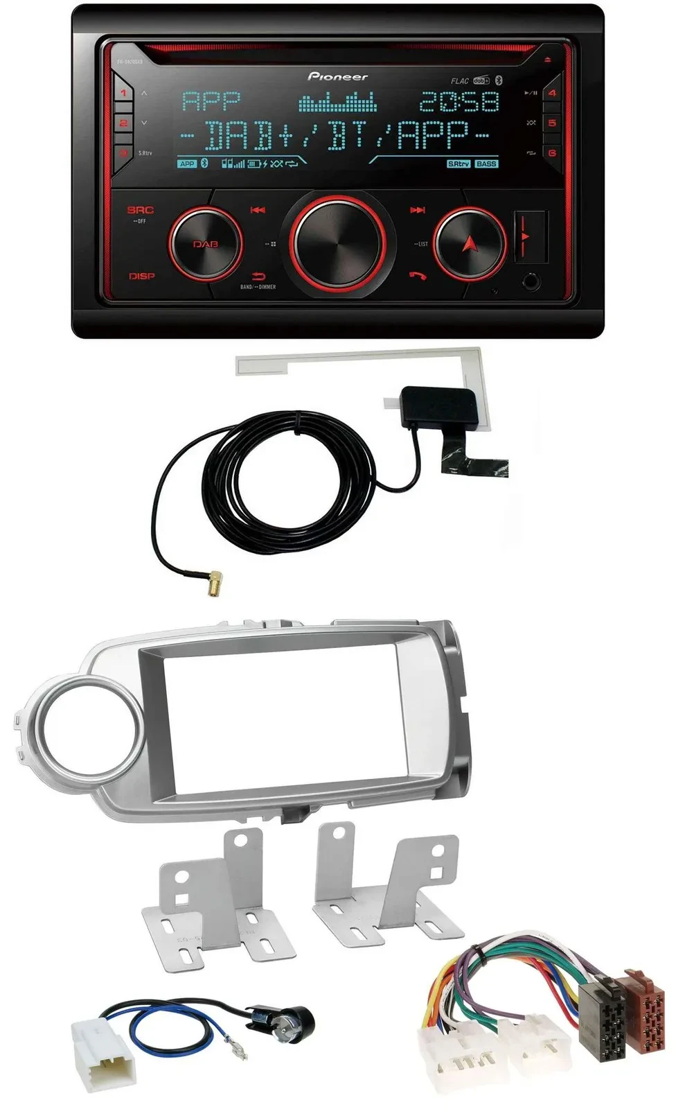 Автомагнитола для Toyota Yaris (2011–2014) Pioneer 2-DIN CD/MP3 DAB USB Bluetooth серебристая