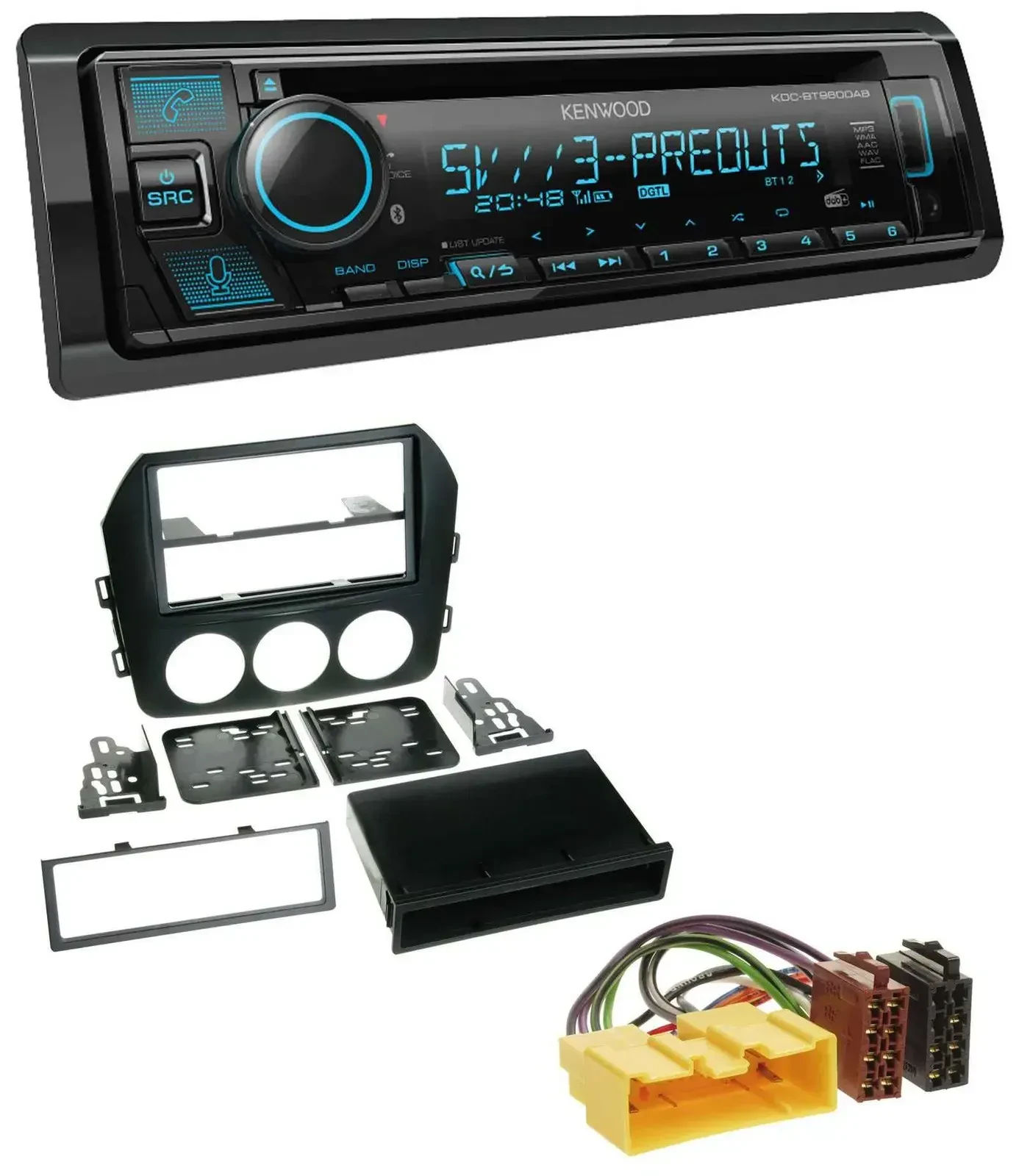 Автомагнитола для Mazda MX-5 (с 2008) Kenwood Bluetooth, USB, CD, MP3, DAB