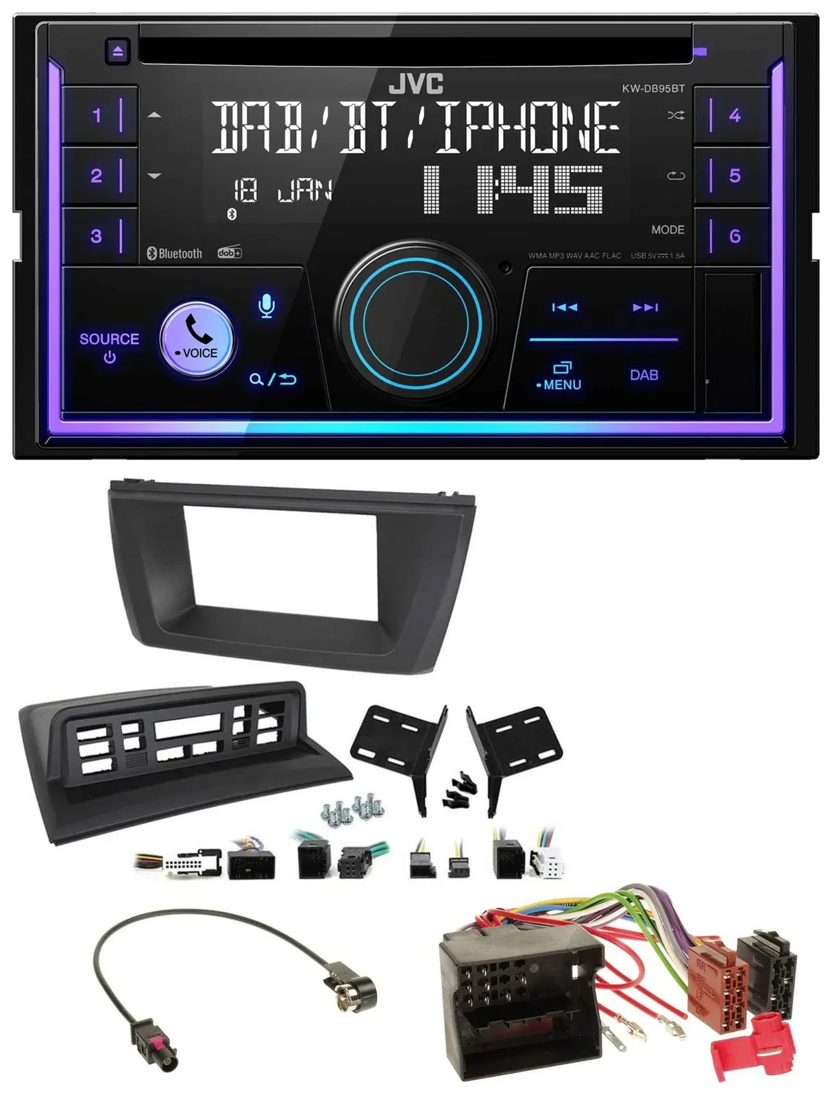 JVC MP3 USB 2DIN DAB Bluetooth CD Autoradio für BMW X3 E83 2004-2010 mittig
