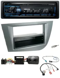 Alpine USB Bluetooth DAB Lenkrad Autoradio für Seat Leon 2005-2010 dunkelgrau me