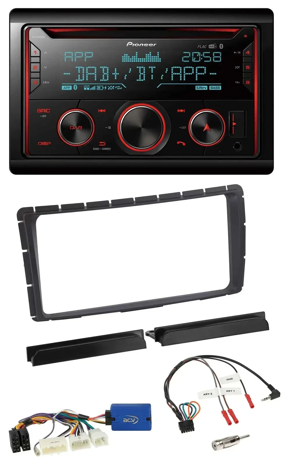 Автомагнитола Pioneer 2-DIN DAB Bluetooth USB CD для Toyota Hilux (с 2011), с поддержкой управления на руле
