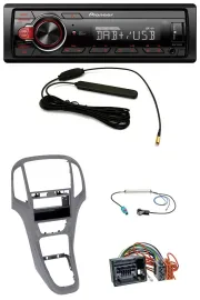 Автомагнитола Pioneer 1 DIN, DAB, MP3, USB, AUX, для Opel Astra J (с 2009), титан серый