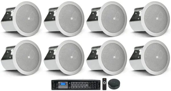 8) JBL CONTROL 14C/T 4" In-Ceiling Speakers+Amp+Wifi Receiver For Restaurant/Bar