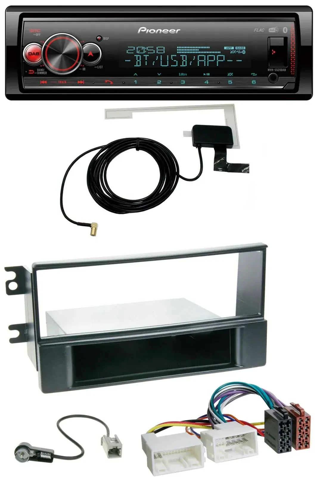 Автомагнитола для Kia Sportage II (2008–2010) Pioneer Bluetooth, DAB, USB, MP3 с новой проводкой