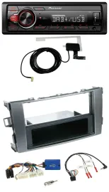 Автомагнитола Pioneer 1DIN MP3 DAB USB для Toyota Auris (2011–2012), антрацит, совместимая с кнопками на руле