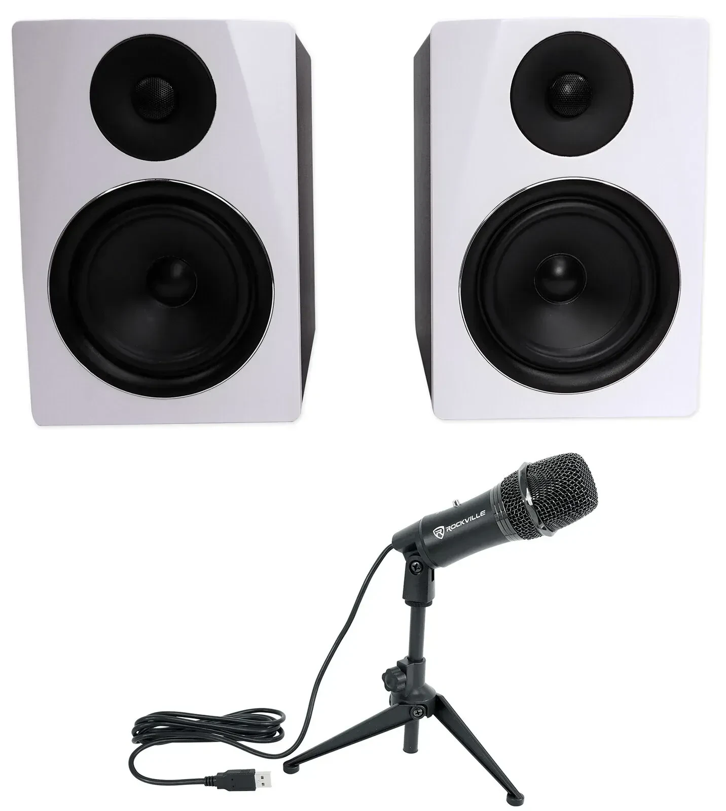 Активный студийный монитор Rockville APM6W White с аксессуарами (пара)