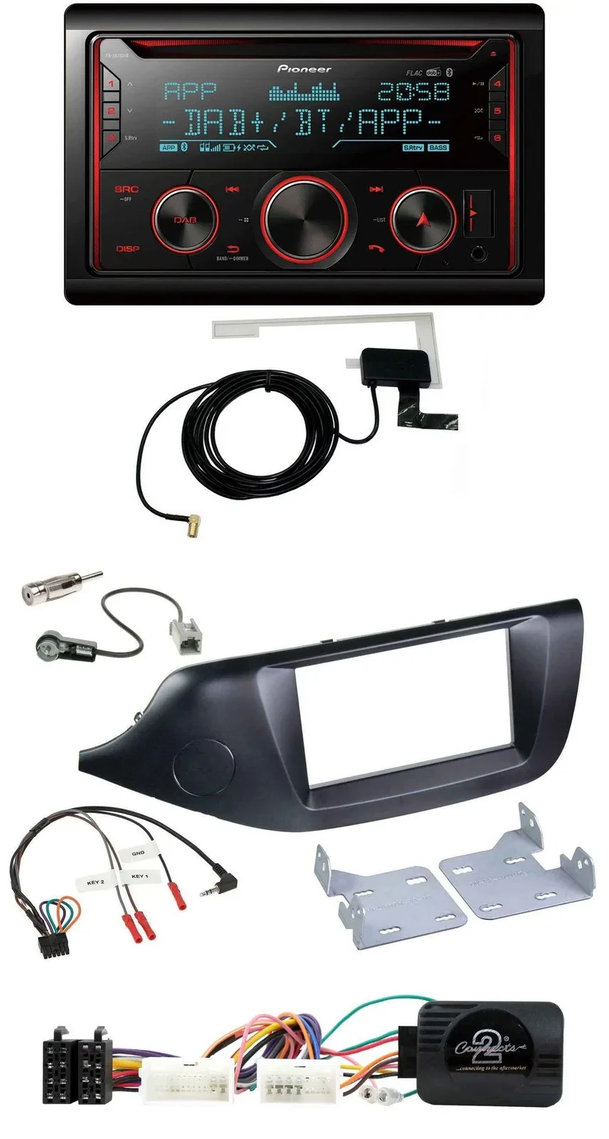 Pioneer 2DIN Lenkrad DAB USB CD Bluetooth Autoradio für Kia Ceed ab 2012 schwarz