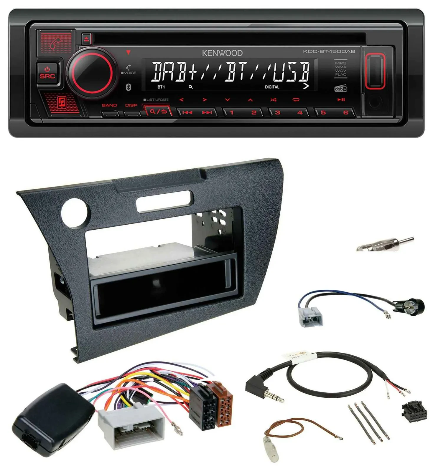 Kenwood Lenkrad CD USB Bluetooth DAB Autoradio für Honda CR-Z 2010-2013