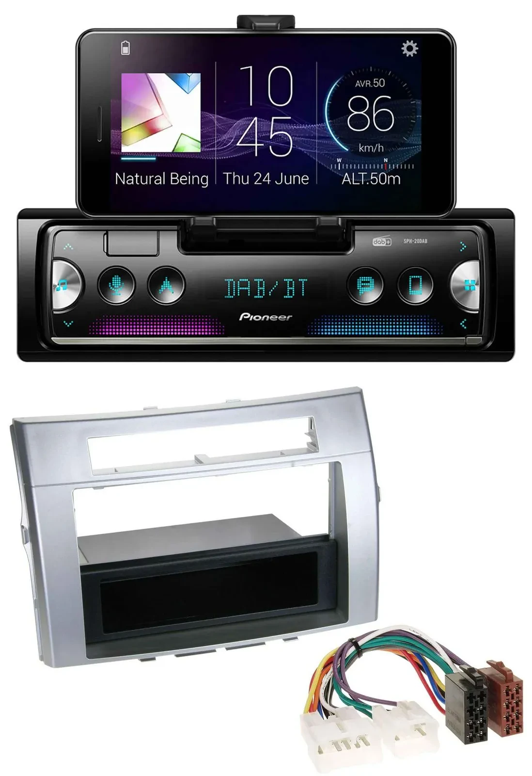 Автомагнитола Pioneer USB MP3 Bluetooth DAB для Toyota Corolla Verso 2004–2009, серебристая