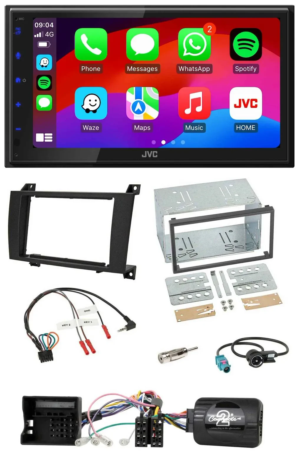 JVC Bluetooth 2DIN Lenkrad DAB USB Autoradio für Mercedes SLK R171 2004-2008