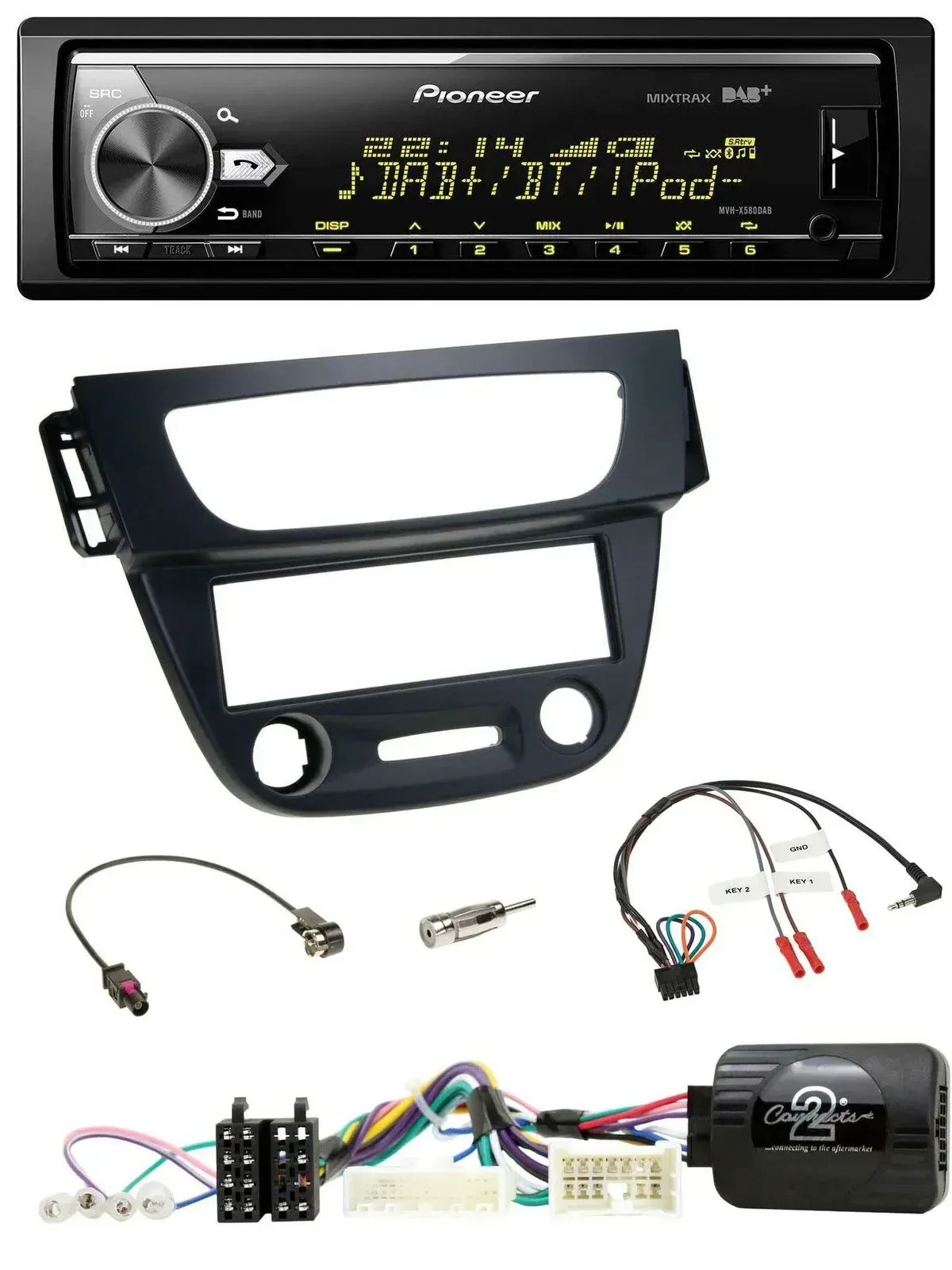 Автомагнитола Pioneer Bluetooth USB DAB для Renault Megane/Fluence 2012–2014 с поддержкой кнопок на руле