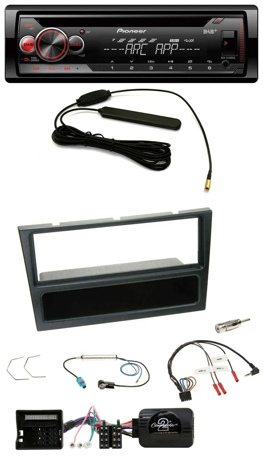 Pioneer CD USB Lenkrad DAB MP3 Autoradio für Opel Corsa C 2004-2006 schwarz