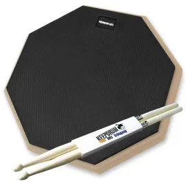 keepdrum Übungspad DP-BK12 schwarz 12 Zoll mit keepdrum Drumsticks 1 Paar