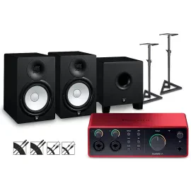 Focusrite Scarlett 4i4 Gen 4 w/Yamaha HS Studio Monitors/Subwoofer Bundle HS8