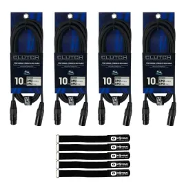 4 Pack 10ft DMX Cables 3 Pin XLR Female to Male DMX 512 Stage Light Data Wire