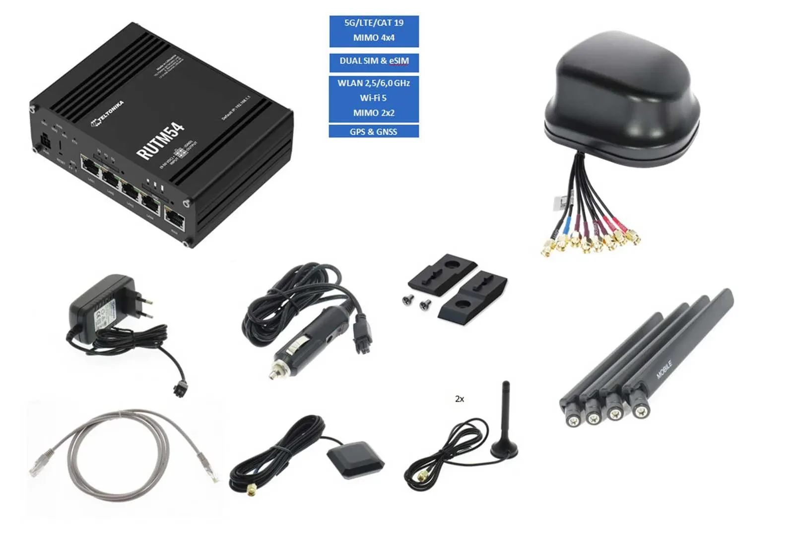 Teltonika 5G LTE WLAN Router RUTM54 DZ_ANT1030 TEL-RUTM54-1030