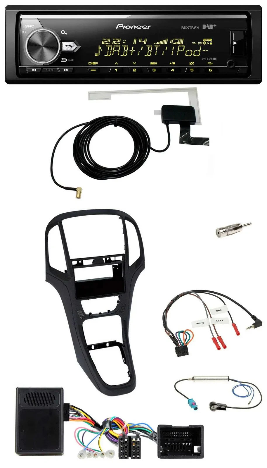 Pioneer Bluetooth DAB USB Lenkrad Autoradio für Opel Astra J 2009-2016 Perl schw