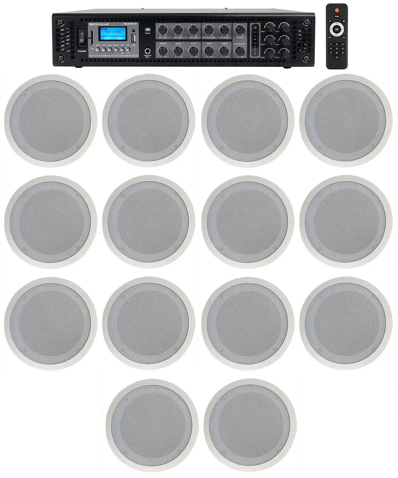 Потолочная акустика Rockville RCS180-6+(7) CC80T Wh HOTEL White с усилителем (14 штук)