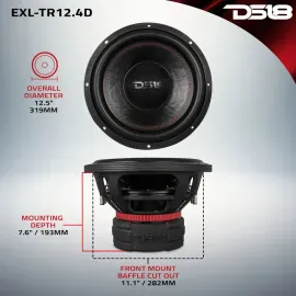 DS18 EXL-TR12.4D 12" EXL Series Dual 4-ohm Subwoofer