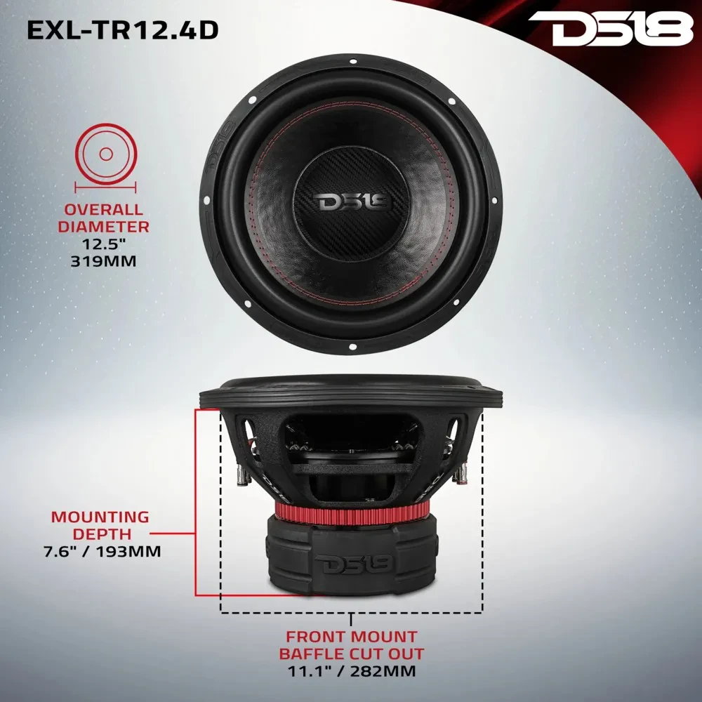DS18 EXL-TR12.4D 12" EXL Series Dual 4-ohm Subwoofer