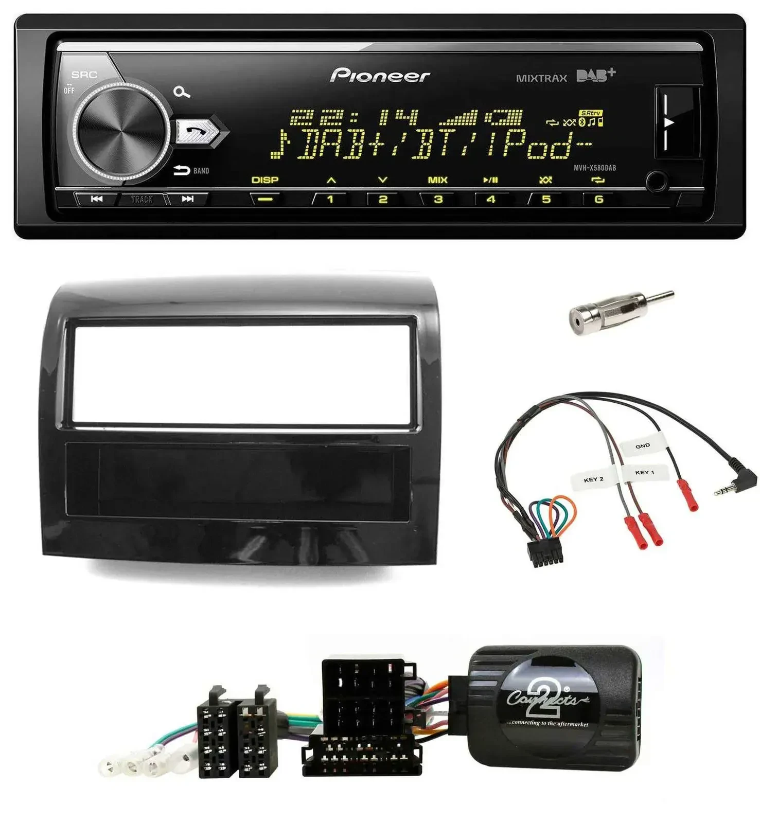 Автомагнитола для Fiat Ducato 2012–2015 Pioneer Bluetooth, USB, DAB, поддержка кнопок на руле, цвет черный глянец