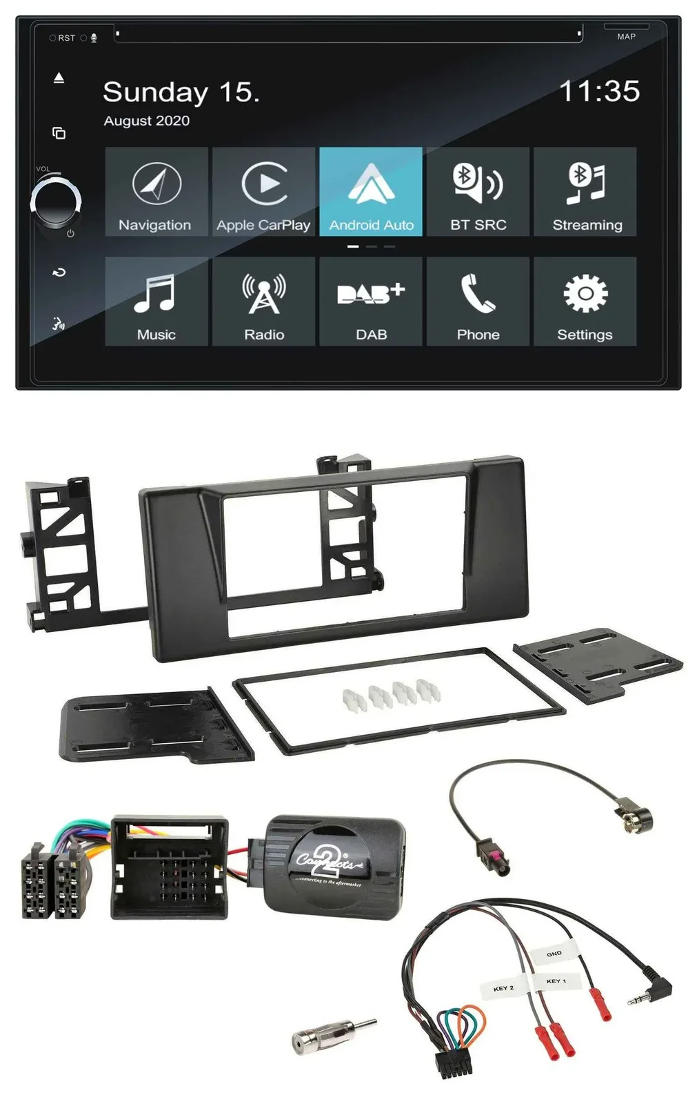 Автомагнитола Blaupunkt 2DIN Bluetooth USB DAB с навигацией для BMW 5 Series E39 (2001–2003) с поддержкой управления на руле
