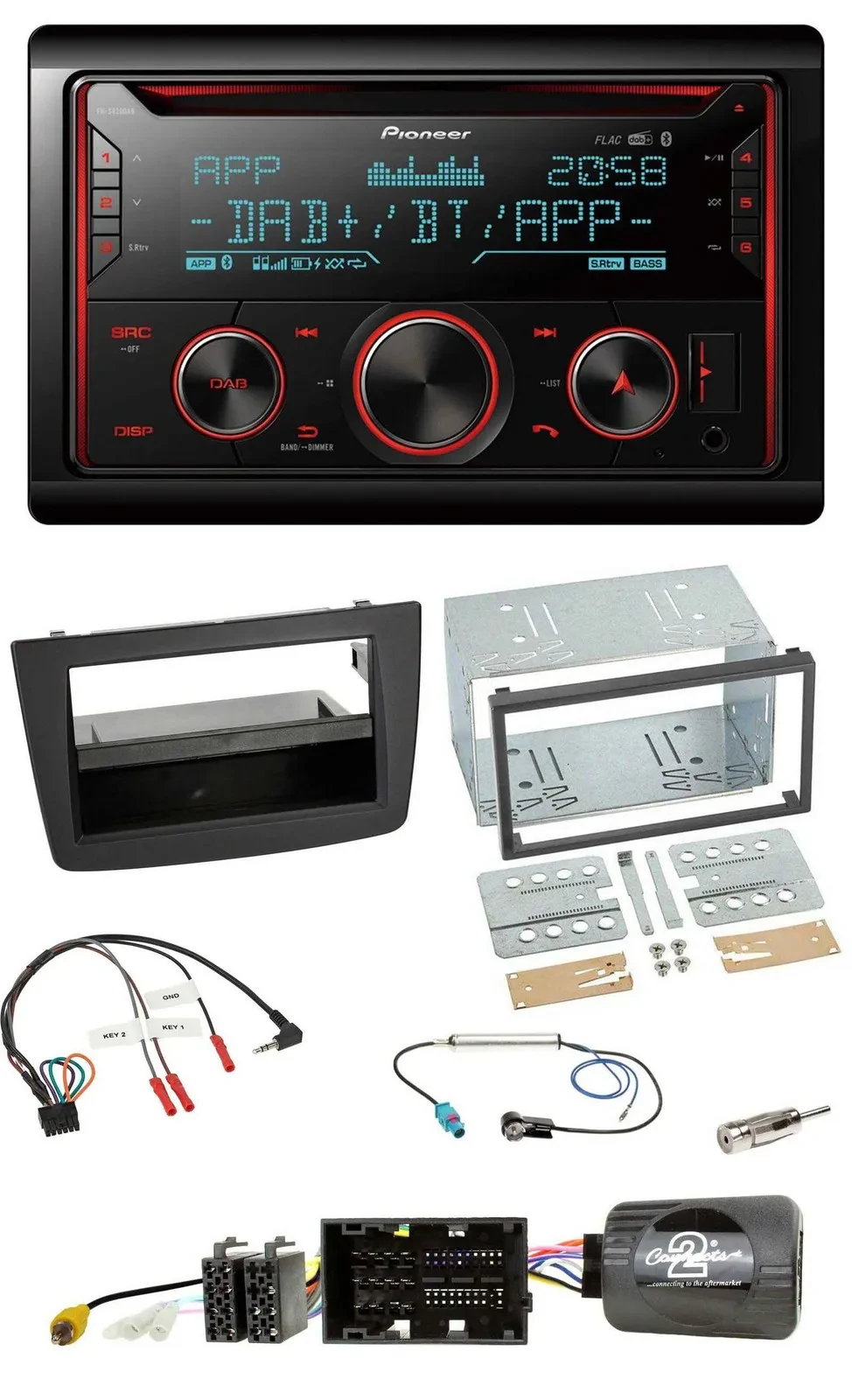 Автомагнитола для Alfa Romeo MiTo 2014–2018 Pioneer 2-DIN DAB, Bluetooth, USB, CD, черная