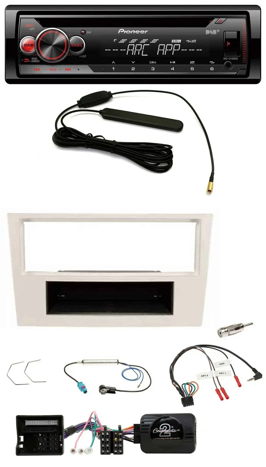 Pioneer CD USB Lenkrad DAB MP3 Autoradio für Opel Corsa D 2006-2008 perl-weiss